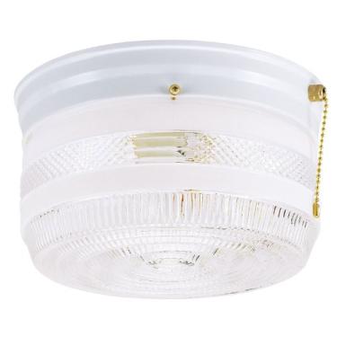 Imagem de Westinghouse Lighting 6734500 Luminária de teto interior de duas luzes com corrente de puxar, acabamento branco com vidro branco e transparente