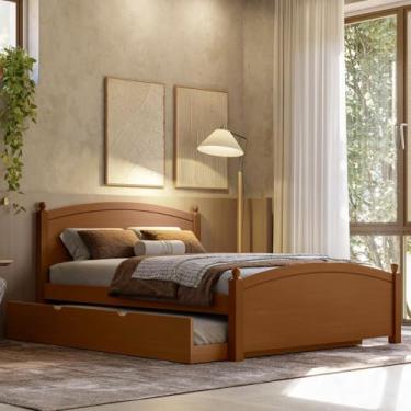 Imagem de Cama Casal De Madeira Com Cama Auxiliar Solteiro Woodstore (Castanho)