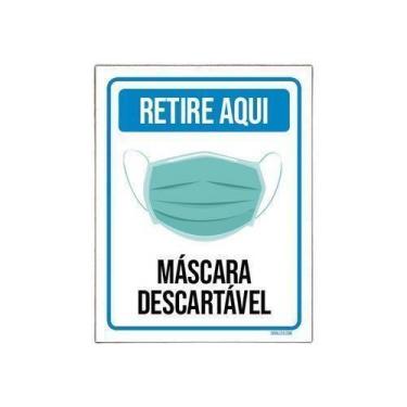 Imagem de Kit 5 Placas Cuide-Se Retire Aqui Máscara Descartável - Sinalico