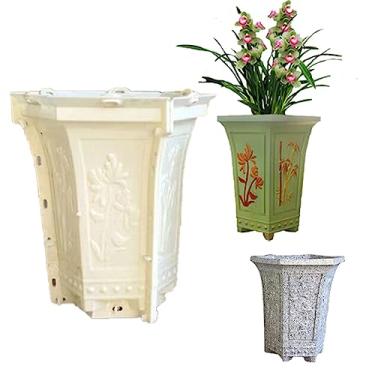 Imagem de EAIVENY Molde grande de concreto para fazer vasos de flores, 27 x 21 x 21 cm, decoração de jardim