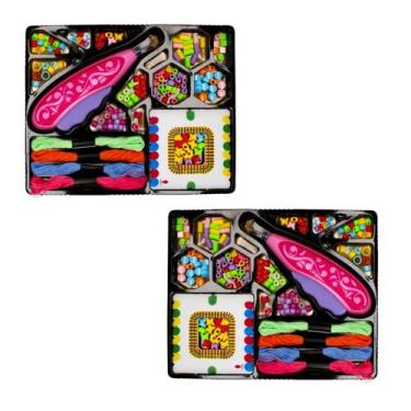 Imagem de 2 kit miçanga com aplicador para fazer cabelo brinquedo infantil prese