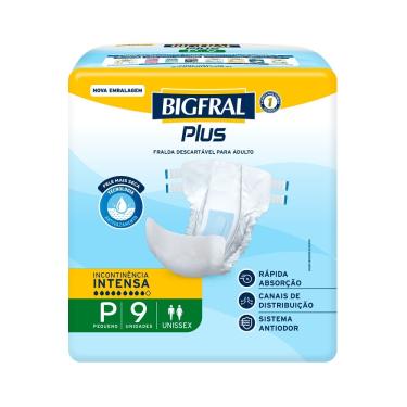 Imagem de Fralda Geriátrica Bigfral Plus Regular Econômica P 9 unidades
