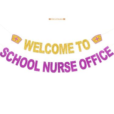 Imagem de Bem-vindo à escola enfermeira escritório - sem glitter DIY escola enfermeira escritório decorações para enfermeira escritório sala de saúde escritório