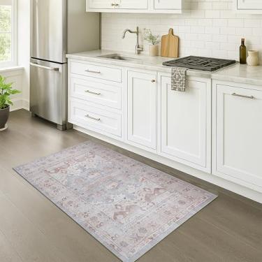Imagem de Tapete turco Lavável Vintage Oriental Inspirado Tradicional Tapete Pequeno Moderno Tapetes de Entrada Luxo Entrada Quarto Banheiro Cozinha (403CC, 2'5 x 9'8)
