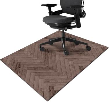 Imagem de Tapete de cadeira de escritório para piso de madeira e azulejo 122 x 91 cm, tapete para cadeira de computador de madeira marrom boho tapete para cadeira com rodinhas embaixo da mesa tapete