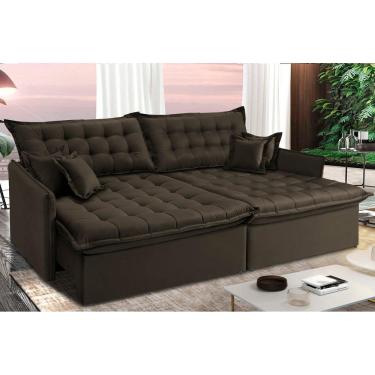 Imagem de Sofá Sem Caixa Retrátil Reclinável 2,95m Cama inBox Versátil. com Pillow Top e Molas Velusoft