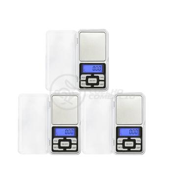 Imagem de Kit 3 Mini Balanças Digitais Alta Precisão 500g prata