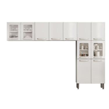 Imagem de Kit De Cozinha Modulada 3 Peças Evidence (2 Armários + 1 Paneleiro) Cpt55 Branco - Bertolini