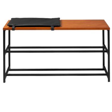 Imagem de Banco Sapateira Em Aço Preto Com Almofada I19 Mell Dmobiliario Mell