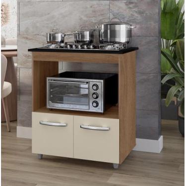 Imagem de Balcão Elisa para Cooktop com Nicho para Forno/Microondas - Savana/Off