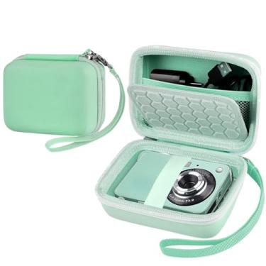 Imagem de Senvitate Estojo Para Câmera Digital Compatível Com Kodak Pixpro/Canon Powershot/Sony Dsc, Bolsa De Transporte Protetora Rígida Cabo, Cartão Sd (Verde Claro)