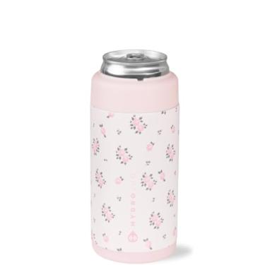 Imagem de HydroJug Slim Can Cooler - Suporte Para Copos Térmicos 2 Em 1 Aço Inoxidável Com Base De Borracha Antiderrapante, Tampa Rosca, Lavável Na Máquina Lavar Louça, 12 Oz, Wildrose
