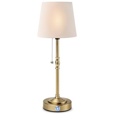Imagem de Nurforta Luminária De Mesa Led Sem Fio Para Quarto: Lâmpadas Reguláveis Com Bateria 5200 Mah Sala Estar - Luz Ambiente Cafeteria, Restaurante (Latão Antigo)