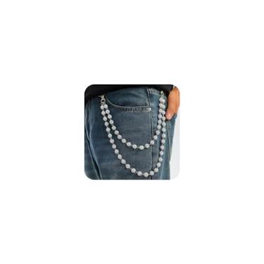 Imagem de Corrente tipo carteira em camadas para homens e mulheres beisebol punk jeans chaveiro requintado strass bolso corrente presente para amantes de jogadores de beisebol, Unisex, Argila, strass, Sem Pedra