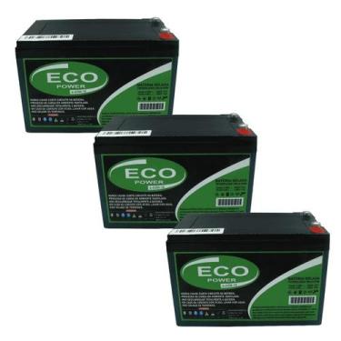 Imagem de Kit 3 Baterias Estacionárias Eco Power 16AH 12V VRLA AGM Ciclo Profund