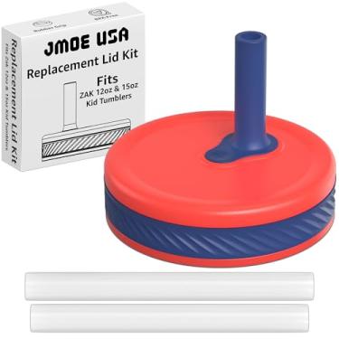 Imagem de Jmoe USA Conjunto de tampa de substituição compatível com copos infantis Zak Kelso de 425 g e 340 g | Serve para copos de plástico e aço inoxidável de 425 g e 340 g | Livre de BPA (vermelho)