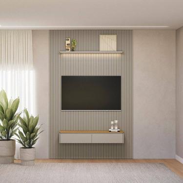 Imagem de Painel para Tv 75 Polegadas com Led Ripado Modular Tauari / Gris Fosco