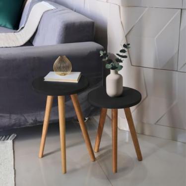 Imagem de Jogo De Mesa Redonda De Canto Pé Palito Par Tripe Mdf Mdp Para Decoração Enfeites Eventos Festas