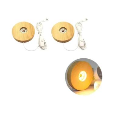 Imagem de Suporte De Lâmpada De Luz Noturna Bola De Cristal Base De Madeira Maci