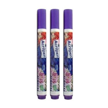 Imagem de Caneta Para Tecido Acrilpen 3 Unidade - Acrilex - Pintura Permanente e Personalização É Ideal Para Personalizar E Detalhar Seus Projetos De Tecido Com Precisão E Durabilidade (516 Violeta)