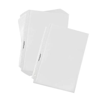 Imagem de TYH Supplies 200 mini protetores de folha pesados para fichário | 14 x 21 cm | Protetores de meia página de plástico transparente sem brilho com 7 furos para casa, escritório e escola | Mangas de