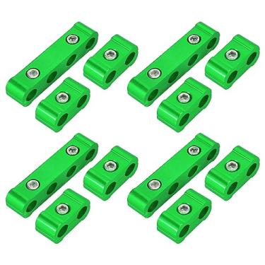 Imagem de X AUTOHAUX Conjunto de 4 peças de 8 mm para separador de fios de vela de ignição de motor de carro com braçadeira de liga de alumínio verde
