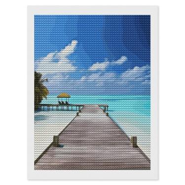Imagem de FZQVSGW Kit de pintura de diamante completo para festas nas Maldivas faça-você-mesmo Bandejas quadradas para decoração de casa ou fazenda 30,5 x 40,6 cm (moldura não incluída)