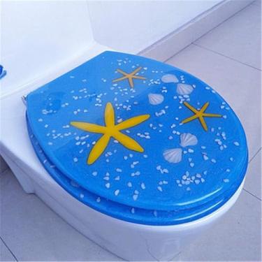 Imagem de Assento De Vaso Sanitário De Resina Impressa Tampa De Vaso Sanitário Universal Em Forma De U/V/O Dobradiça Macia Fechada Lentamente Ambientalmente Amigável Durável Antibacteri, B