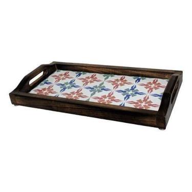 Imagem de Bandeja De Café Da Manha Grande Em Madeira Rustica Com Alça - Carvalho