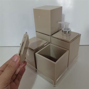 Imagem de Kit lavabo completo com 5 peças luxo premium acrílico porta escovas di