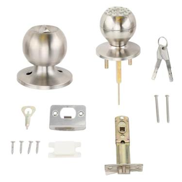 Imagem de Teclado Porta Knob Bloqueio Premium Metal Round Ball Entrada Eletrônica Digital Coded Segurança Porta Knob com Função Anti Peep para Apartamento Escritório Garagem Liga de (Prata)