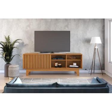 Imagem de Rack para tv 70'' sereno com porta em detalhe ripado - JCM MOVELARIA, 