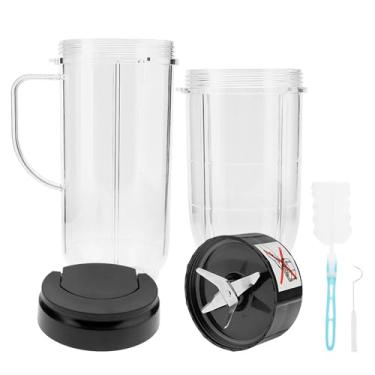 Imagem de Copos de liquidificador Magic Bullet, copo alto de 623 g e 473 ml com tampas flip-top para viagem e lâmina cruzada, caneca com alça adequada para liquidificador Magic Bullet 250W MB1001, peças de