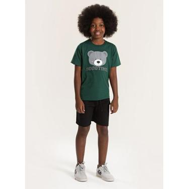 Imagem de Conjunto Verão Menino Verde Camiseta e Bermuda Com Lapela Urso - Molek