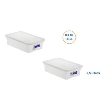 Imagem de Kit 02 Caixas Organizadora de Geladeira 2,5 Litros c/ Tampa Multiuso F