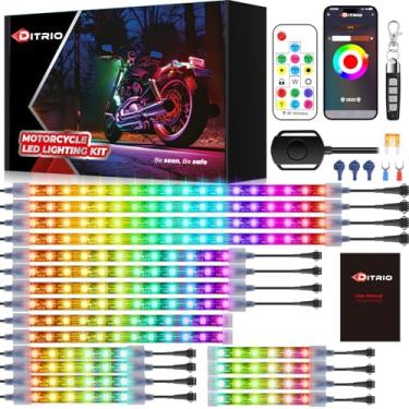 Imagem de DITRIO Kit de fita LED com 18 peças com controle de aplicativo, zona dupla, seta de freio, efeitos Pixelglow à prova d'água de 12 V para motocicletas, trikes, carrinhos de golfe, quadriciclos, UTVs -