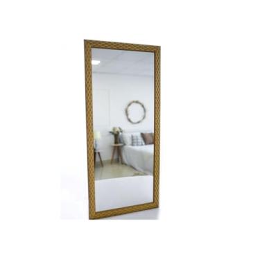 Imagem de Espelho Com Moldura Na Cor Bege Para Pendurar Na Parede Sala Quarto Hall Lavabo Banheiro Metade Do Corpo(34x75CM)