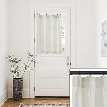 Imagem de Cortina de porta para janela de porta, pequena de linho transparente, privacidade, boho, plissada, deslizante, para cozinha, dentro da casa, janela de vidro, 66 x 101 cm de comprimento