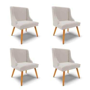 Imagem de Kit 04 Cadeiras de Jantar Liz Veludo Cinza Pés Palito Castanho D03 - D