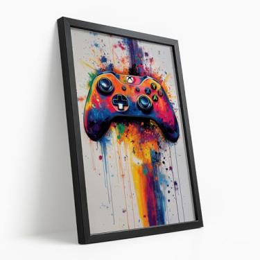 Imagem de Quadro Decorativo Controle Game Arte Colorida Gamer Estilo Moderno Pintura Criativa Estampa Geek Pop Com Moldura