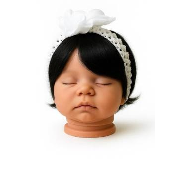 Imagem de Peruca Para Bebê Reborn Realista e Bonecas Cor Preta P - Que Sonho de 