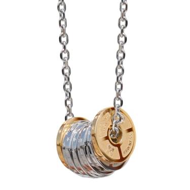 Imagem de ZALHIN Colar com pingente de placa de barra elegante para homens, joia de haltere de aço inoxidável com acabamento em ouro e prata, ajustável de 54 cm, corrente longa para amantes de exercícios