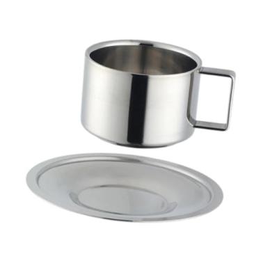 Imagem de Bothyi Conjunto de canecas de café e chá reutilizáveis, laváveis na máquina de lavar louça, com isolamento térmico, multiuso, leve, com bandeja de 200ml para, Prata