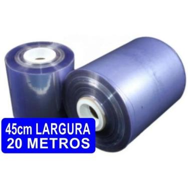 Imagem de Plástico Filme Pvc Termo Encolhivel Folha Dupla 45cm X 20metros Bobina