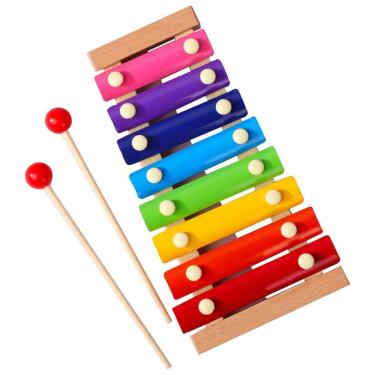 Imagem de Xilofone Infantil Brinquedo Musical MDF Com Baquetas Educativo e Didático