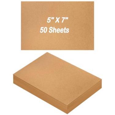 Imagem de 50 folhas de papelão kraft marrom 12,7 x 17,8 cm de espessura, papel de impressora marrom liso para convites, álbuns, arte, artesanato, cartões DIY, 250 g/m2