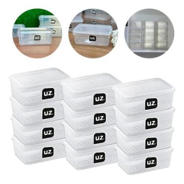 Imagem de Jogo 12 Potes Marmita Plástico Reutilizável Transparente 250ml + 500ml