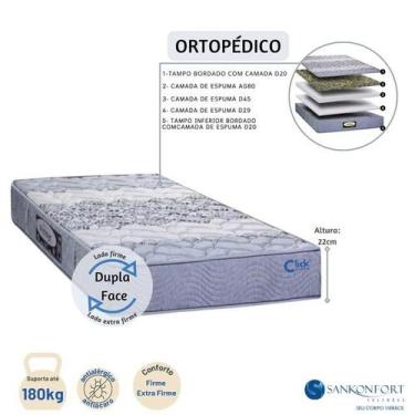 Imagem de Colchão Solteiro King Protege Espuma Ortopédica Plus 90 Dupla Face  Fi