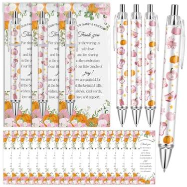 Imagem de 50 conjuntos de canetas esferográficas pequenas de abóbora para chá de bebê, presentes a granel de outono, cartões de agradecimento para o dia de Ação de Graças, revelação de gênero, lembranças