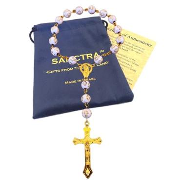 Imagem de Rosário de maçaneta de porta, feito à mão e abençoado na Terra Santa, contas de oração com medalha e crucifixo, bolsa de presente e certificado de autenticidade, gancho de porta cruzada